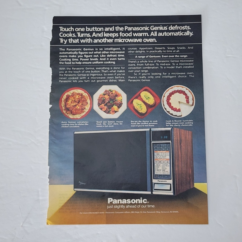Vintage 1985 Panasonic Genius Microwave Print Ad Original Magazine Clipping